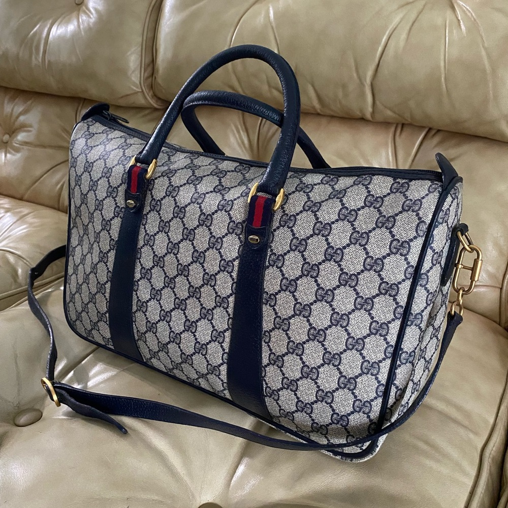 Gucci A-Frame GG Duffel Tote Web Stripe w/Modified Crossbody Strap Vintage